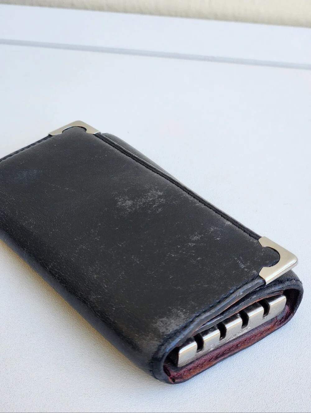 Vintage Must de Cartier Burgundy Leather 4-Hook Key Case - Rare Silver Hardware